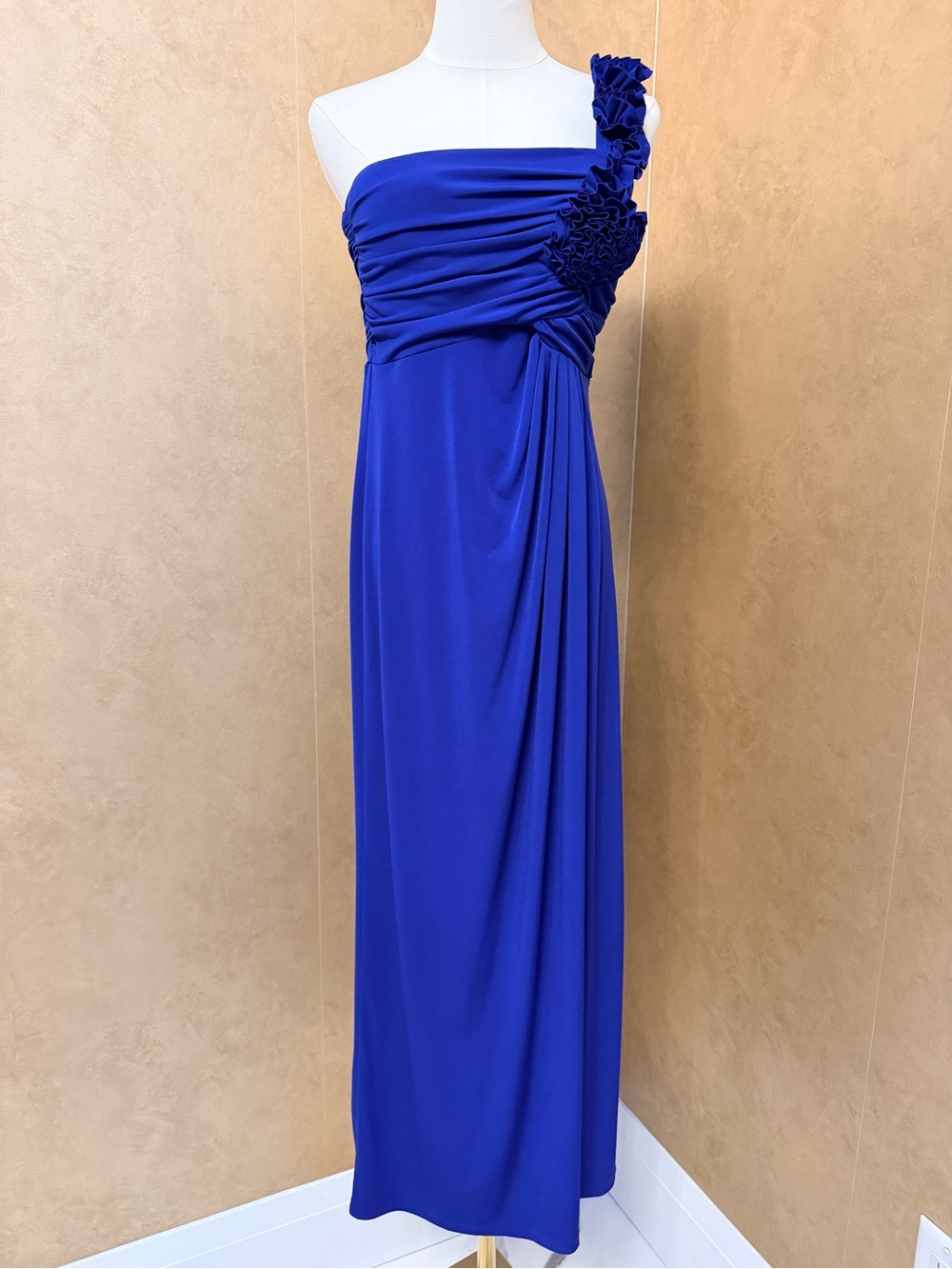 London Times One-Shoulder Royal Blue Evening Dress